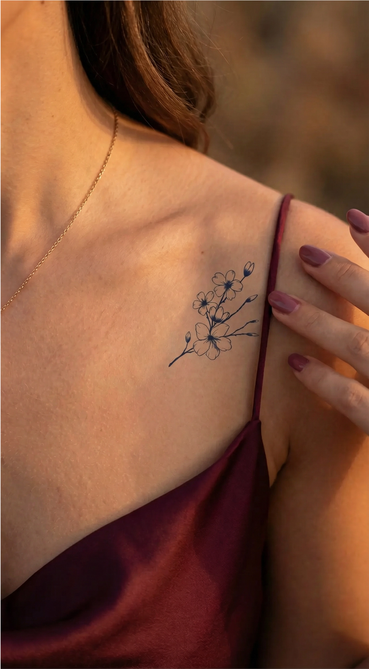 Design de tatuaj cu floare, desenat fin în tehnica fineline